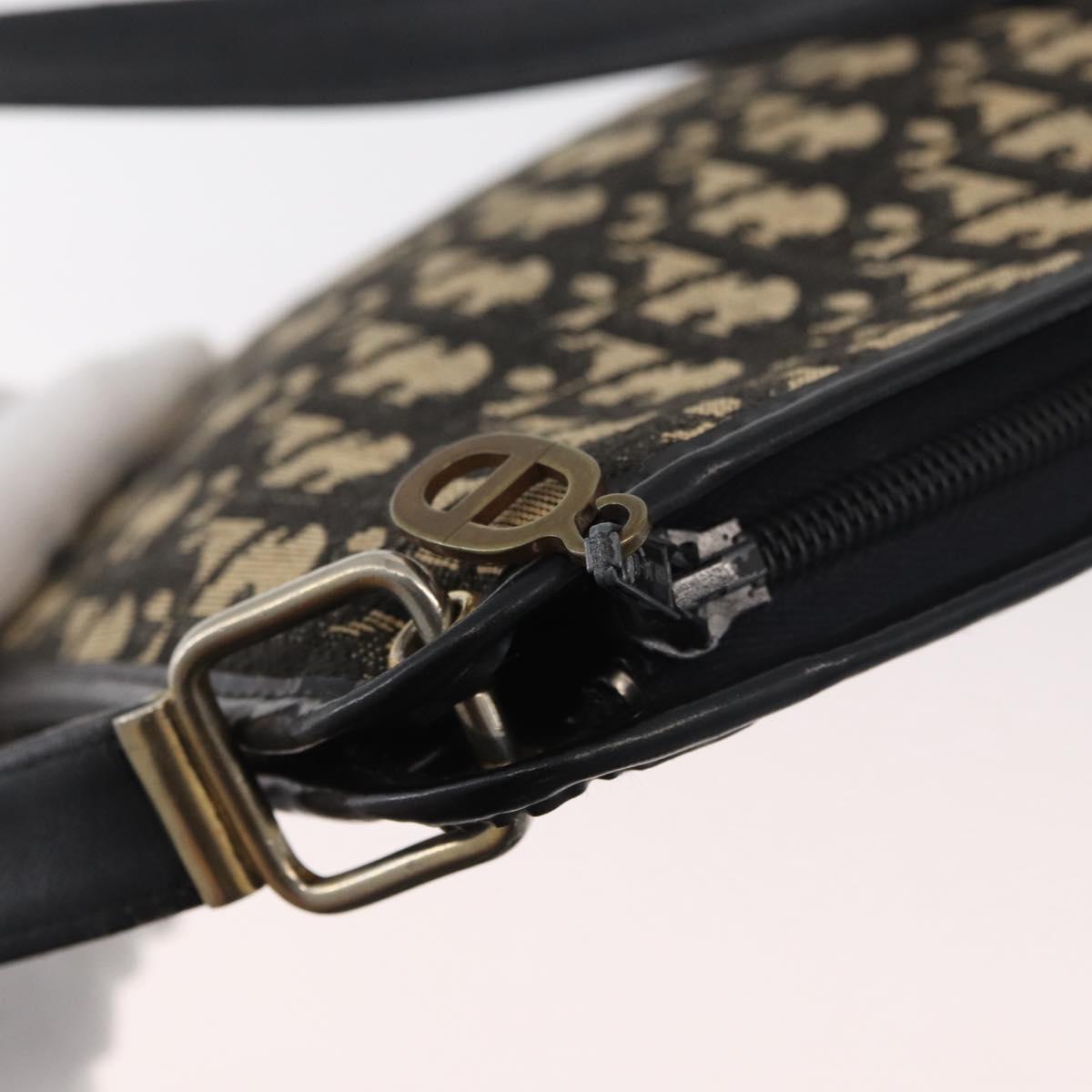 Christian Dior Trotter Canvas Shoulder Bag Navy Gold Auth 178534