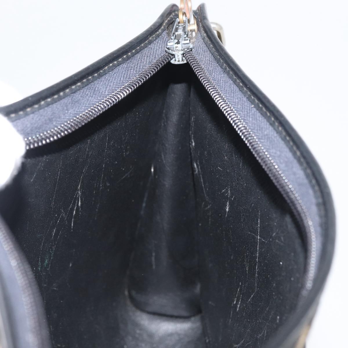 Christian Dior Trotter Canvas Shoulder Bag Navy Gold Auth 178534