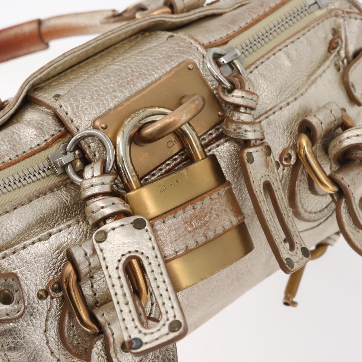 Chloe Paddington Hand Bag Leather Gold Silver Auth 178535A