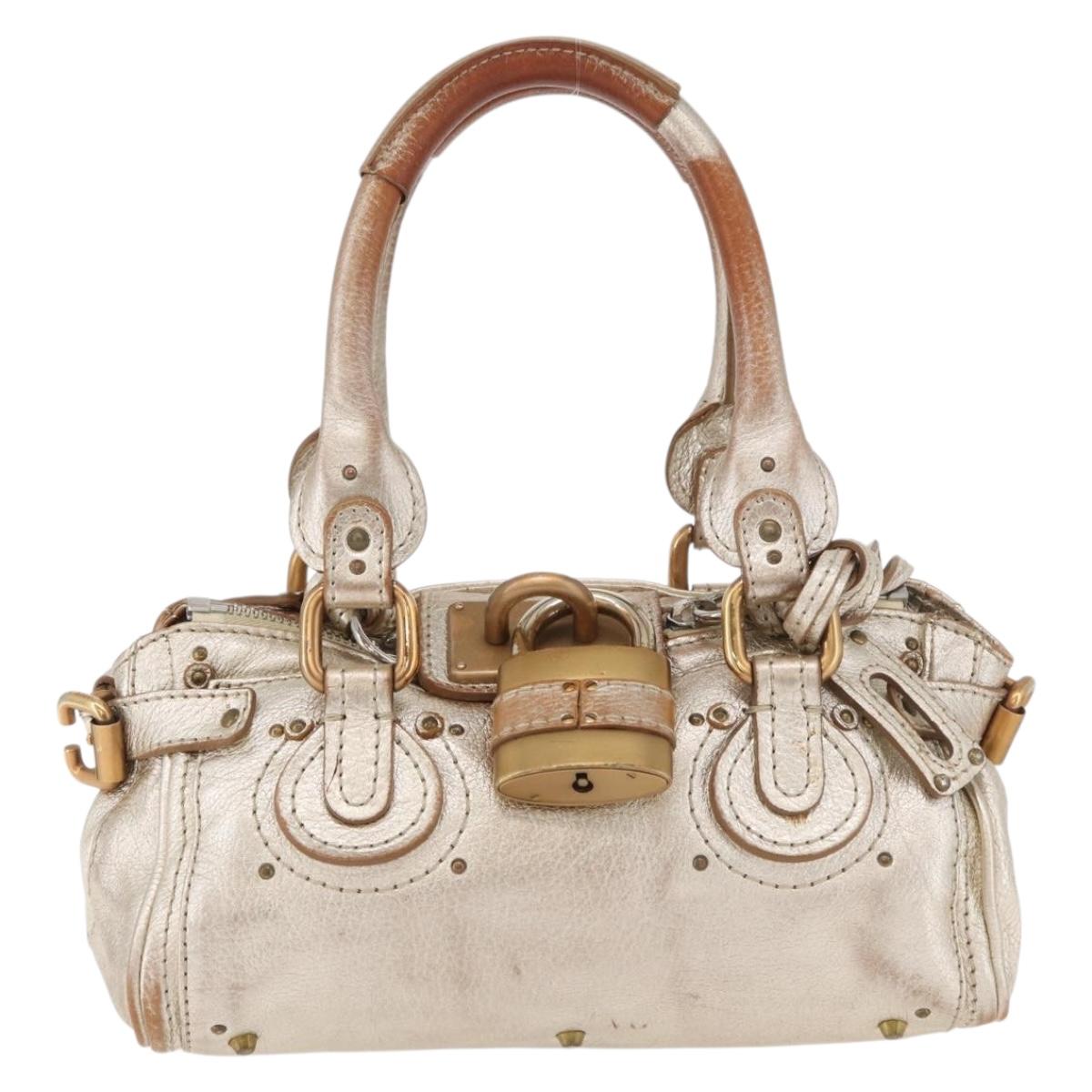 Chloe Paddington Hand Bag Leather Gold Silver Auth 178535A