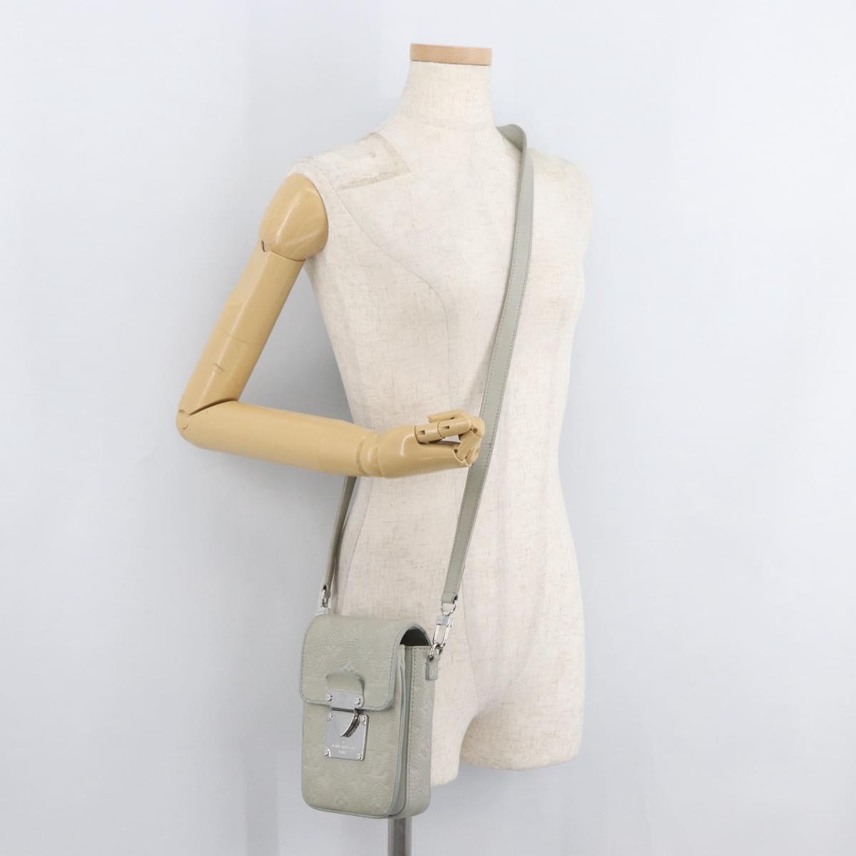 LOUIS VUITTON Taurillon Vertical Wearable Wallet Bag Gray M82568 LV Auth 178538V