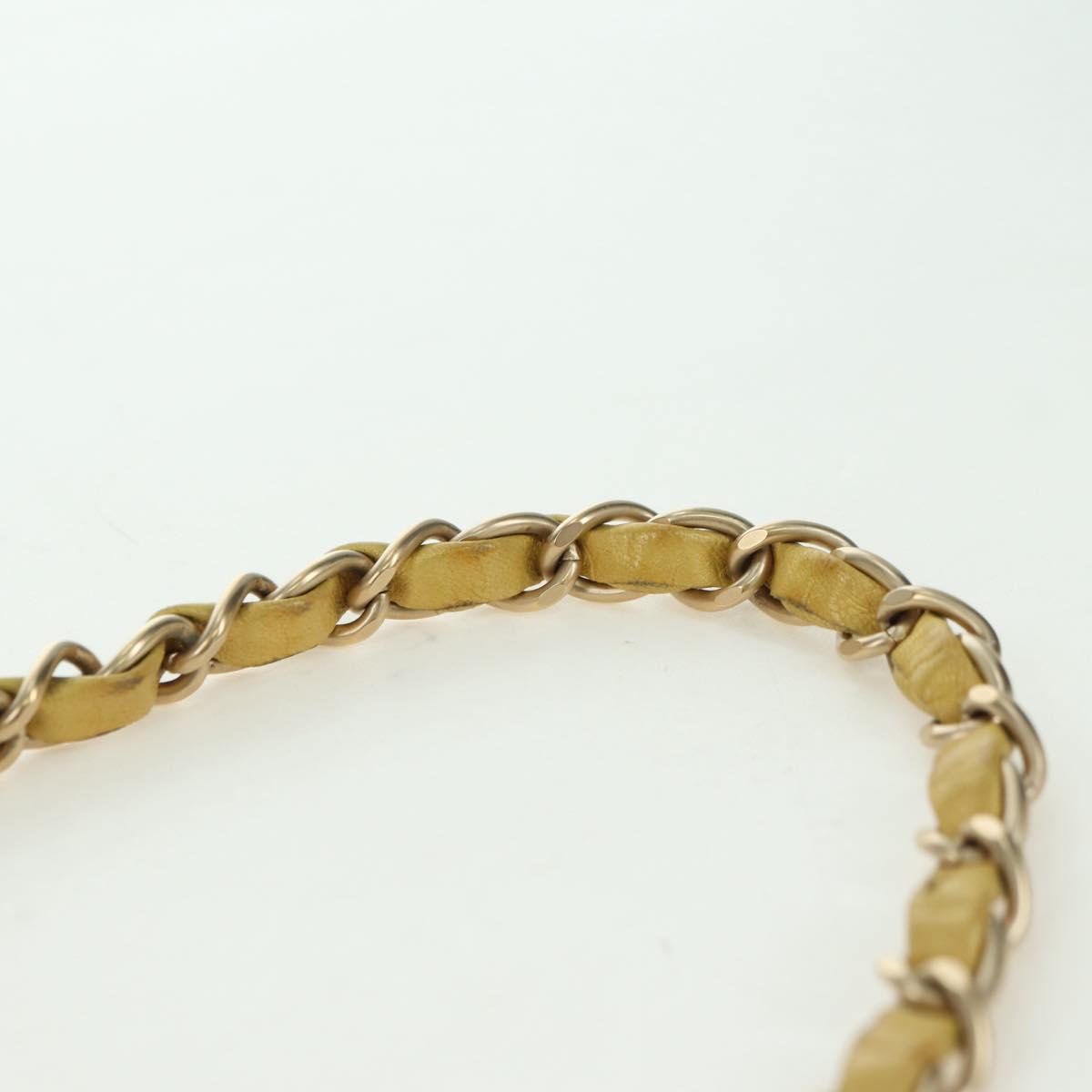 CHANEL Mini Matelasse 16 Chain Bag Lamb Skin Yellow Gold CC Auth 178543SAV