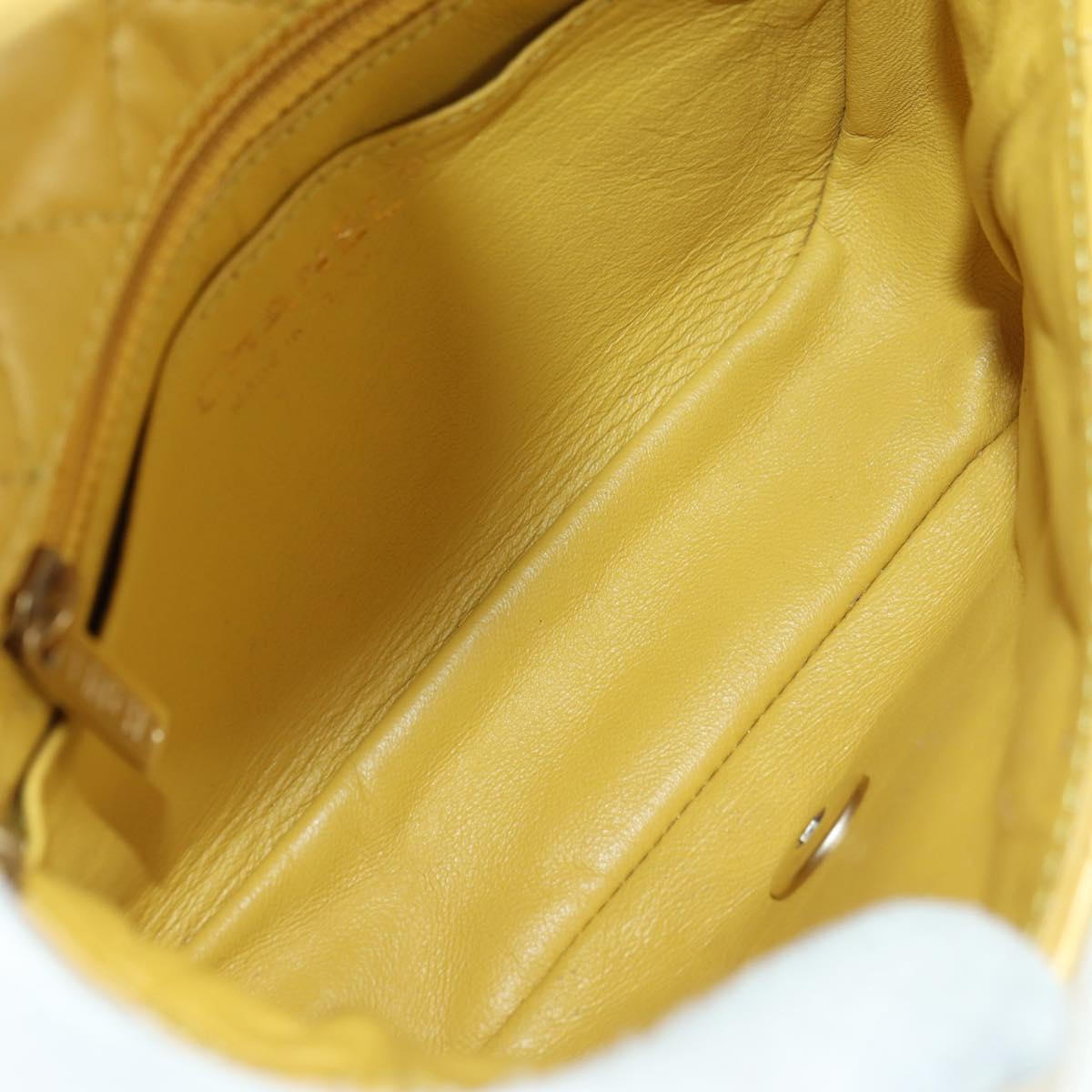 CHANEL Mini Matelasse 16 Chain Bag Lamb Skin Yellow Gold CC Auth 178543SAV