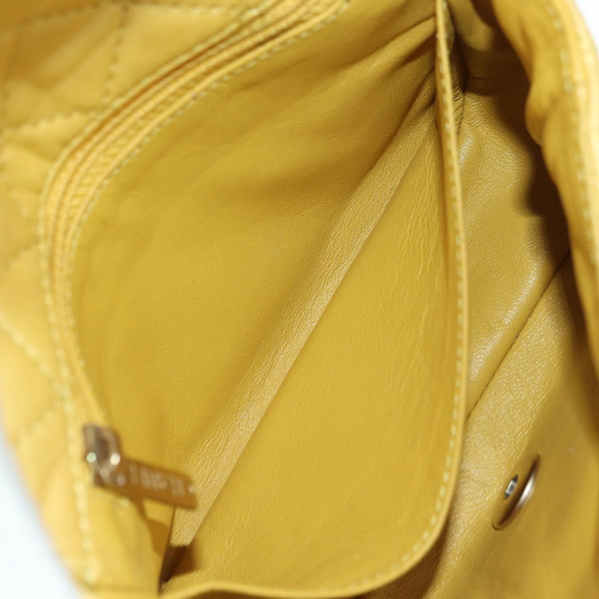 CHANEL Mini Matelasse 16 Chain Bag Lamb Skin Yellow Gold CC Auth 178543SAV