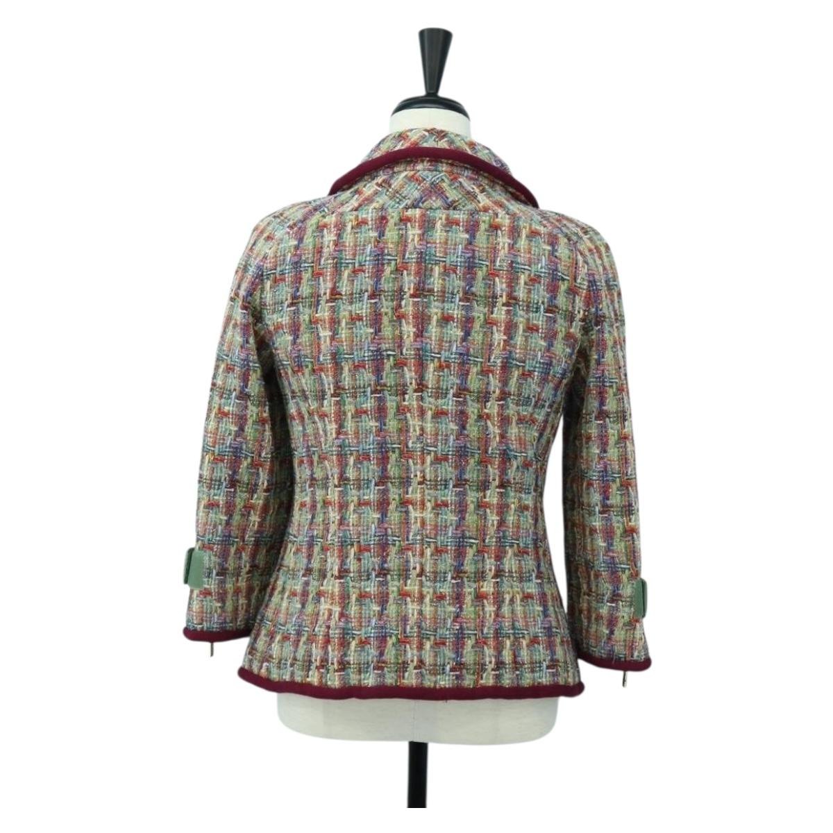 CHANEL Jacket Tweed Multicolor CC Auth 178546V