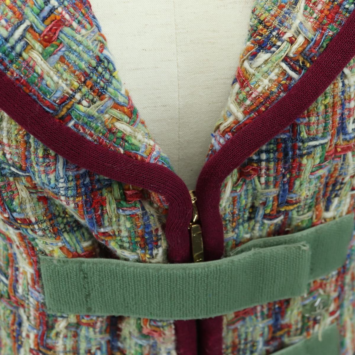 CHANEL Jacket Tweed Multicolor CC Auth 178546V