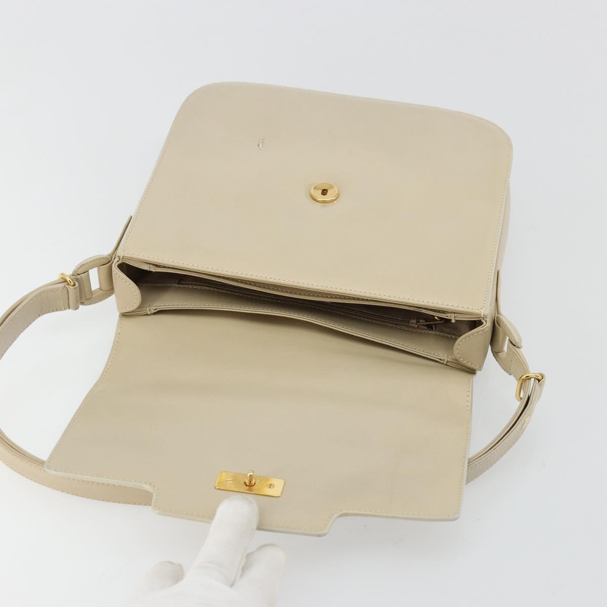 GUCCI Shoulder Bag Leather Beige Gold 26 001 0647 Auth 178561