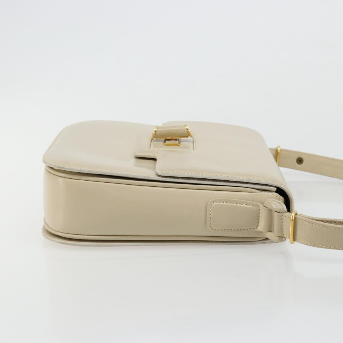 GUCCI Shoulder Bag Leather Beige Gold 26 001 0647 Auth 178561