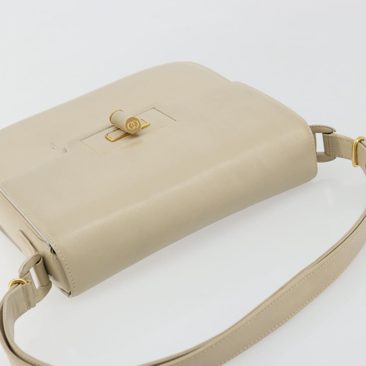 GUCCI Shoulder Bag Leather Beige Gold 26 001 0647 Auth 178561