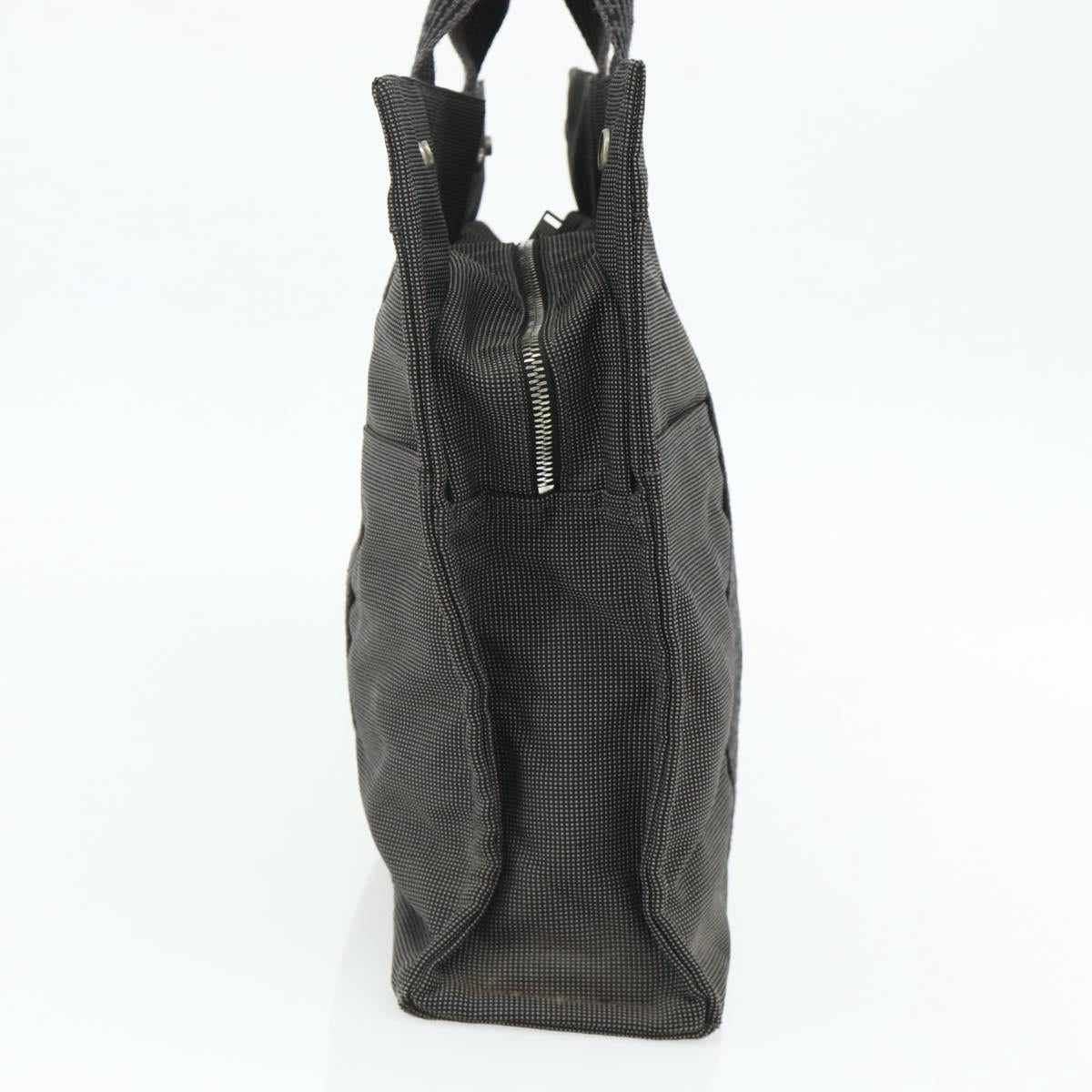 HERMES Her Line MM Hand Bag Canvas Gray Silver Auth 178570