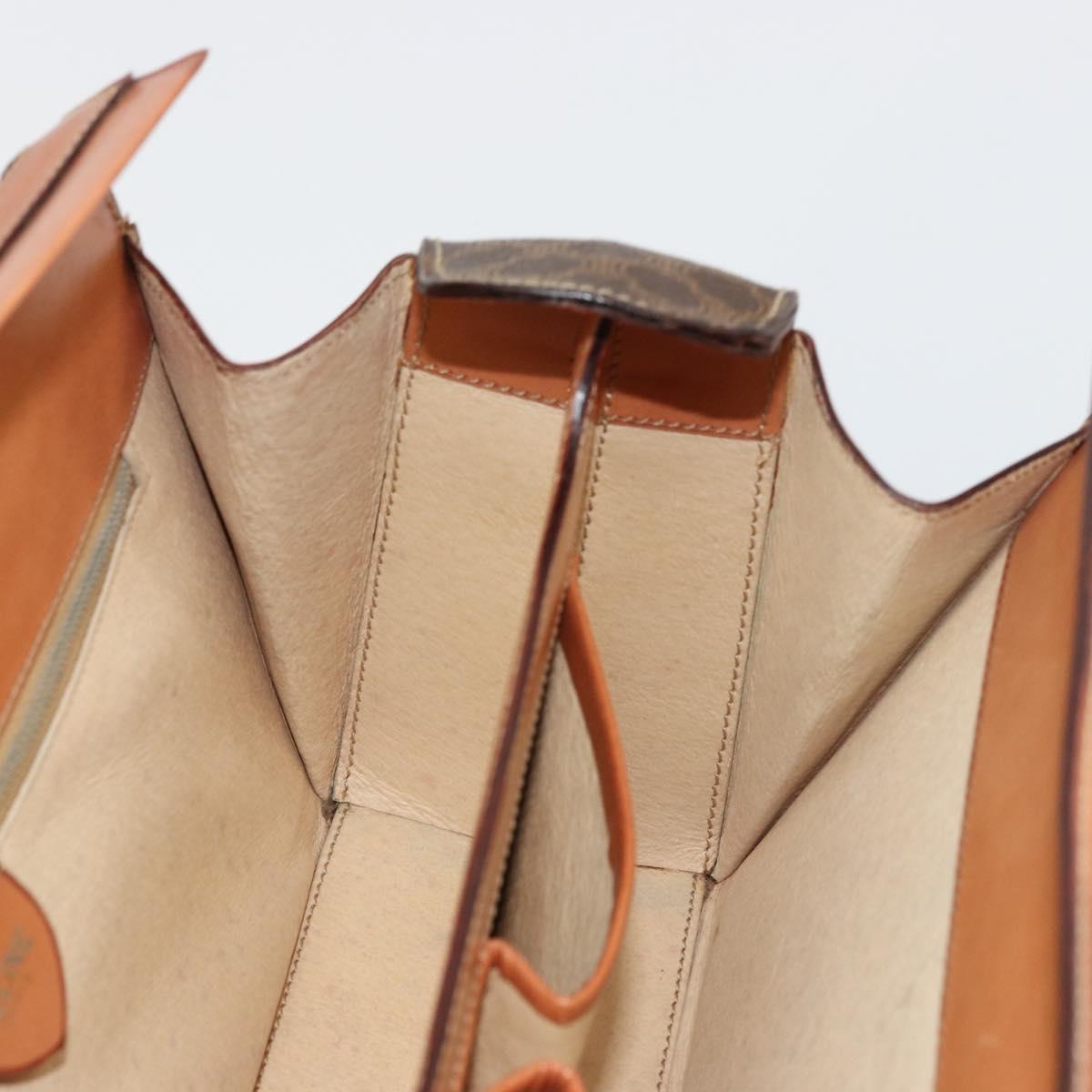 CELINE Macadam Canvas Hand Bag PVC Leather Brown Gold Auth 178576A
