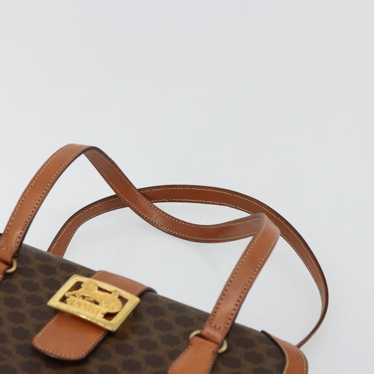 CELINE Macadam Canvas Hand Bag PVC Leather Brown Gold Auth 178576A