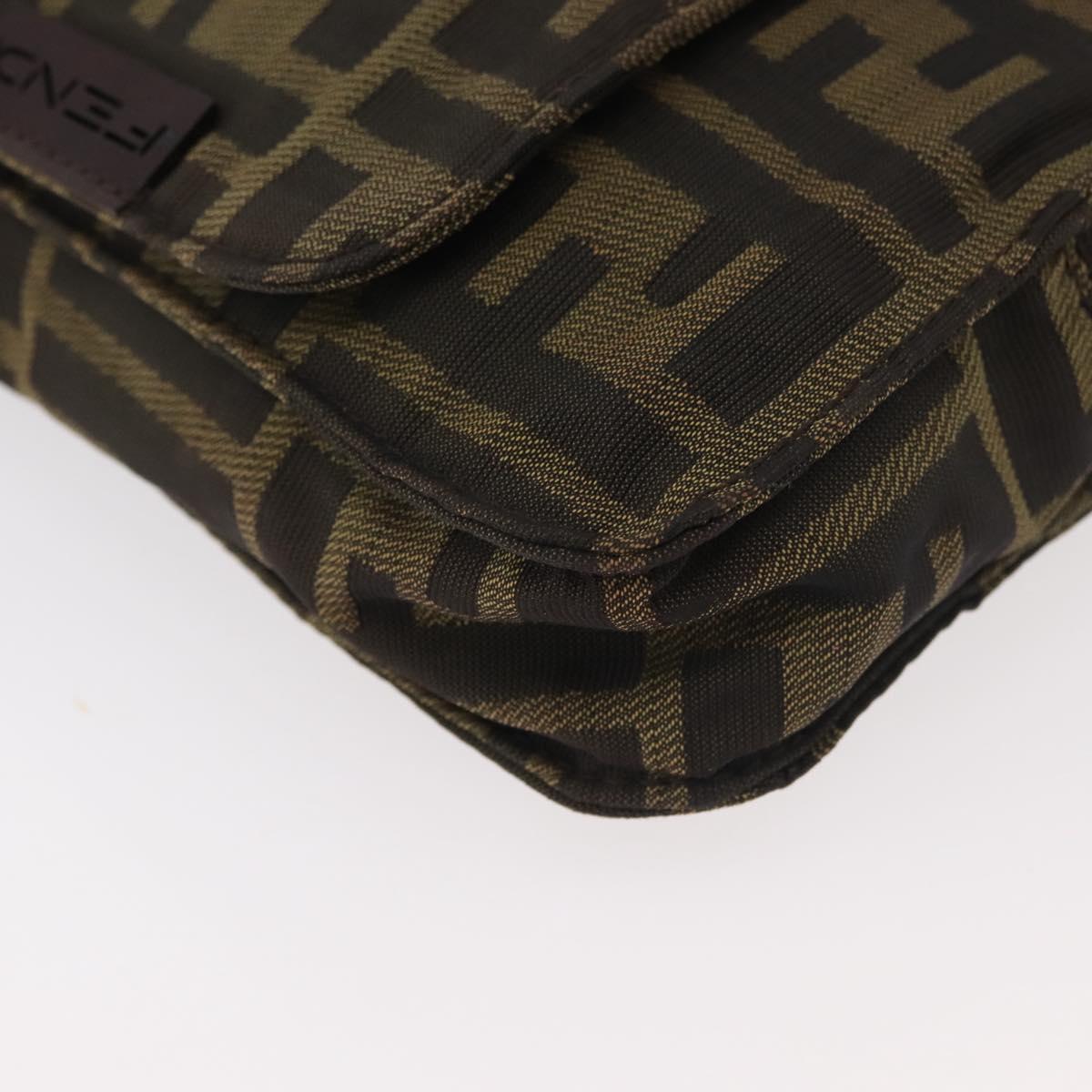 FENDI Zucca Canvas Shoulder Bag Black Brown Auth 178582