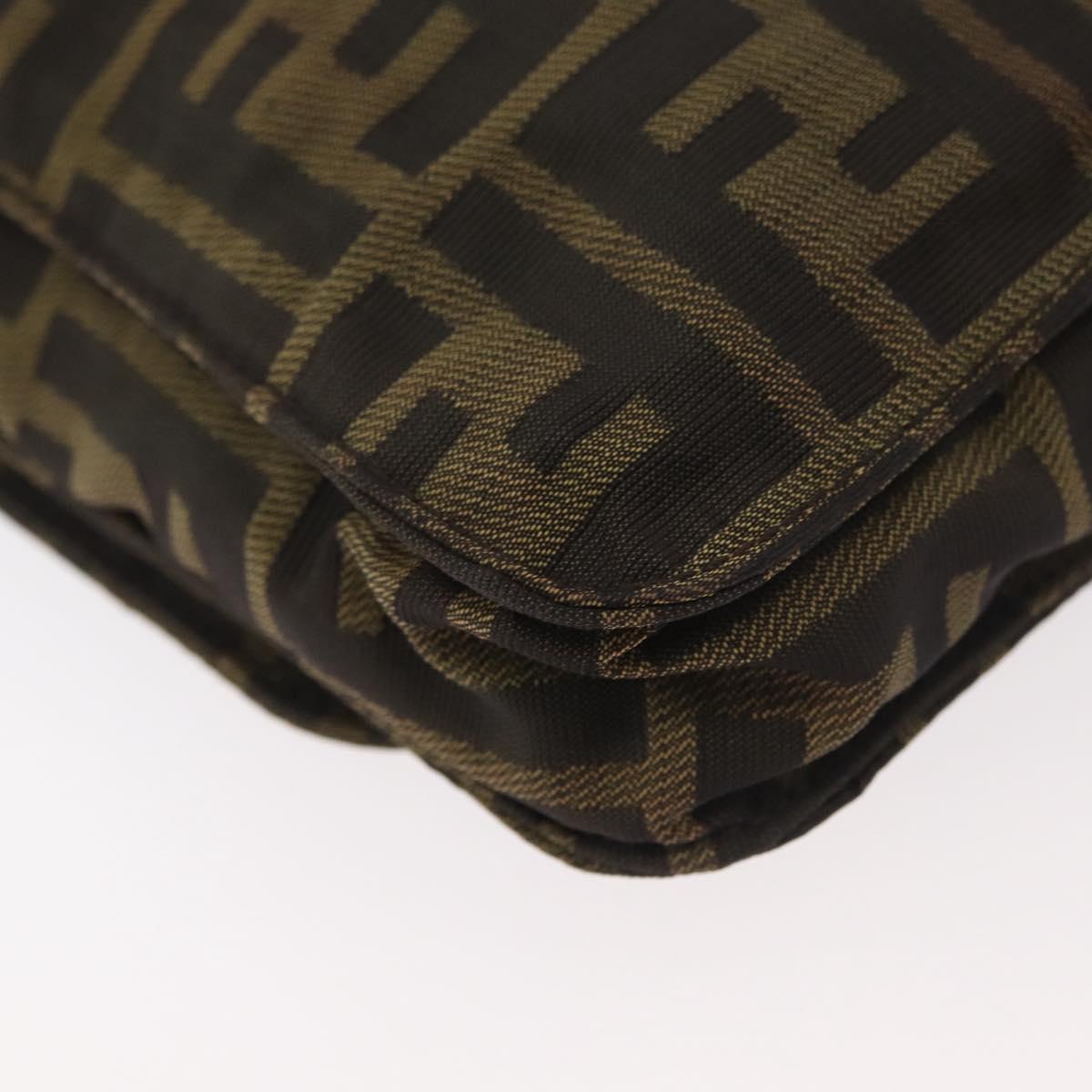 FENDI Zucca Canvas Shoulder Bag Black Brown Auth 178582
