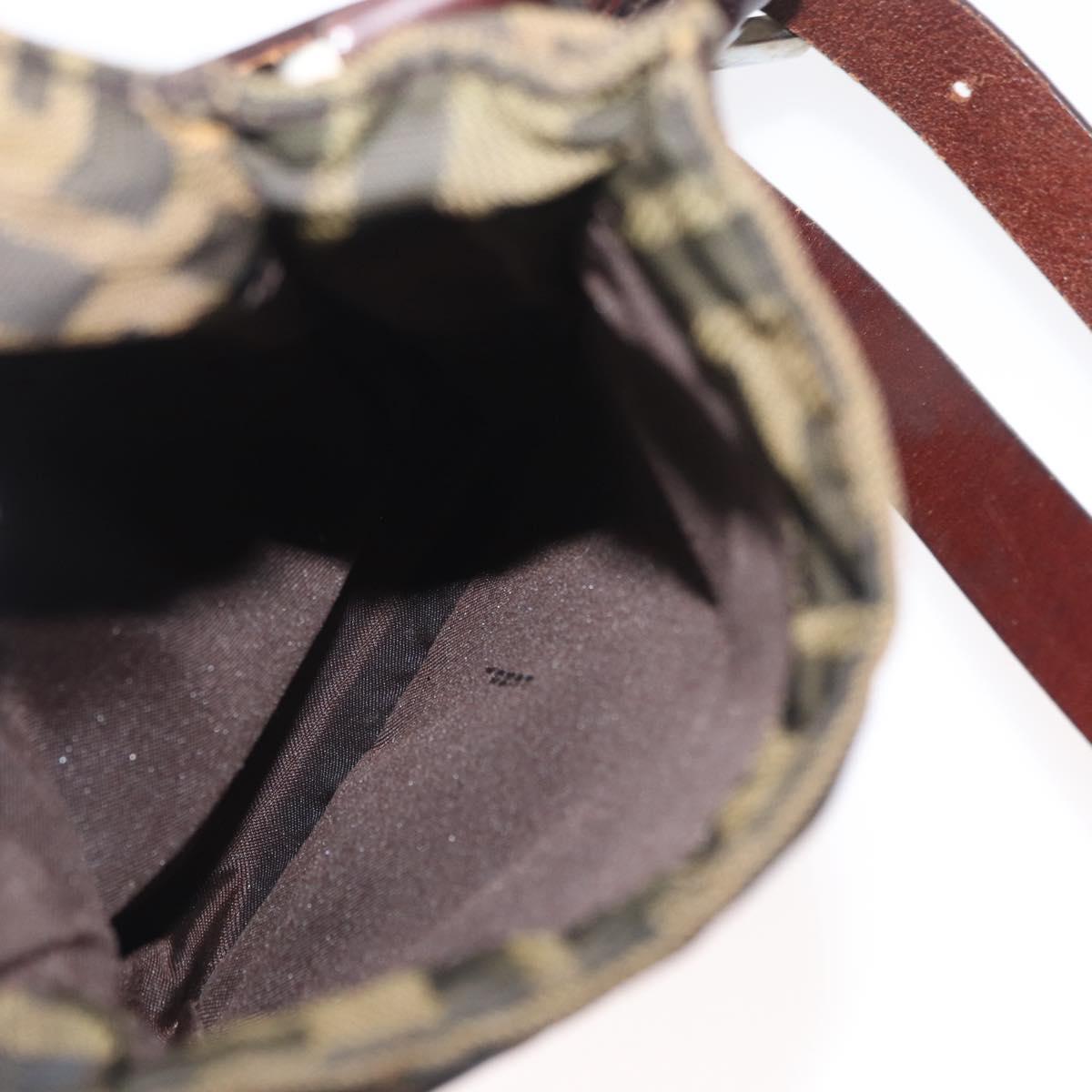 FENDI Zucca Canvas Shoulder Bag Black Brown Auth 178582