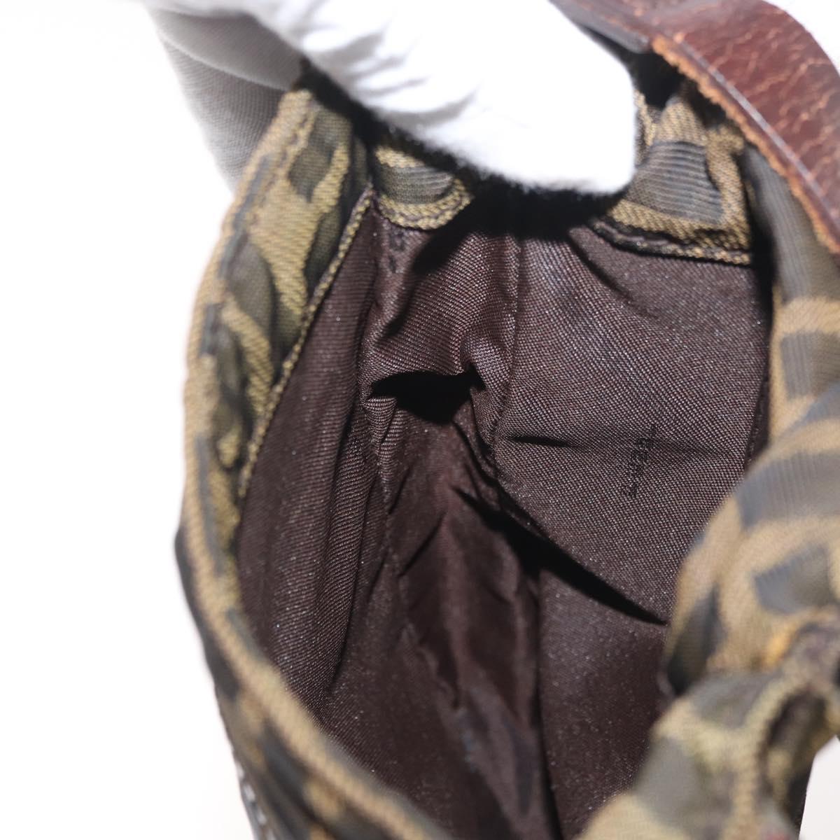 FENDI Zucca Canvas Shoulder Bag Black Brown Auth 178582