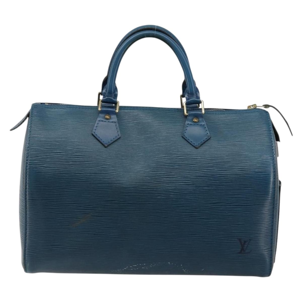 LOUIS VUITTON Epi Speedy 30 Hand Bag Toledo Blue M43005 LV Auth 178586