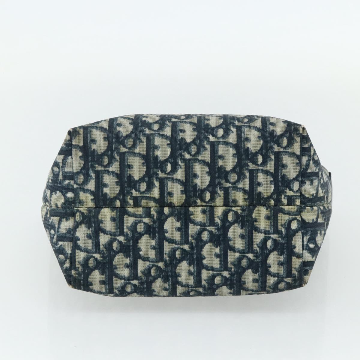 Christian Dior Trotter Canvas Hand Pouch PVC Blue Gold Auth 178589A