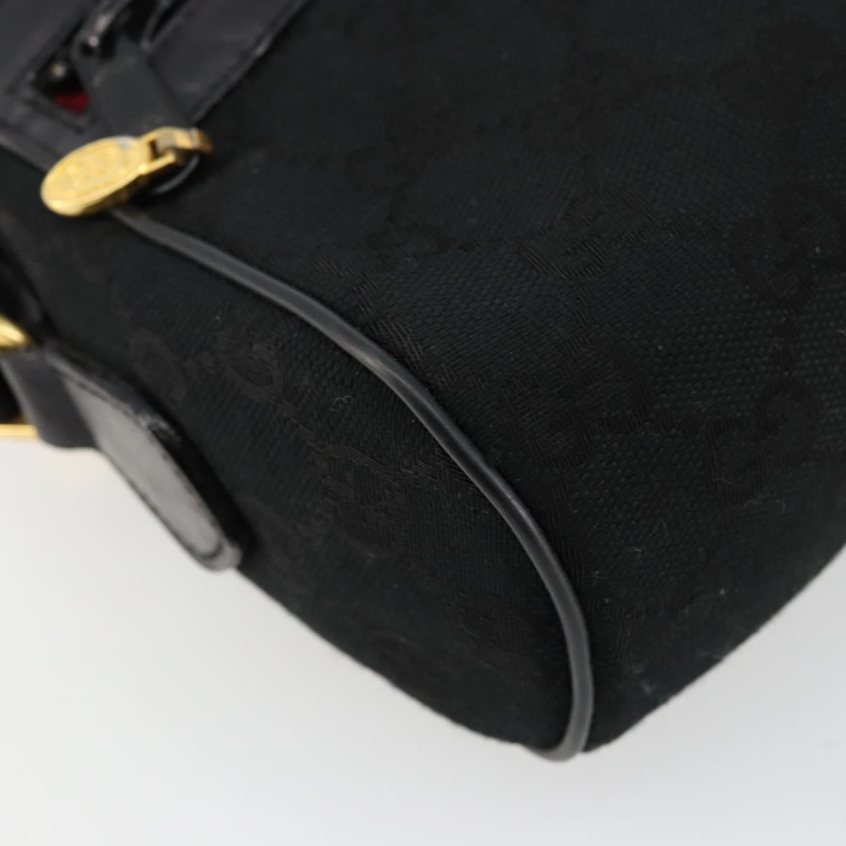 GUCCI GG Canvas Web Sherry Line Shoulder Bag Black Red Green Auth 178590A