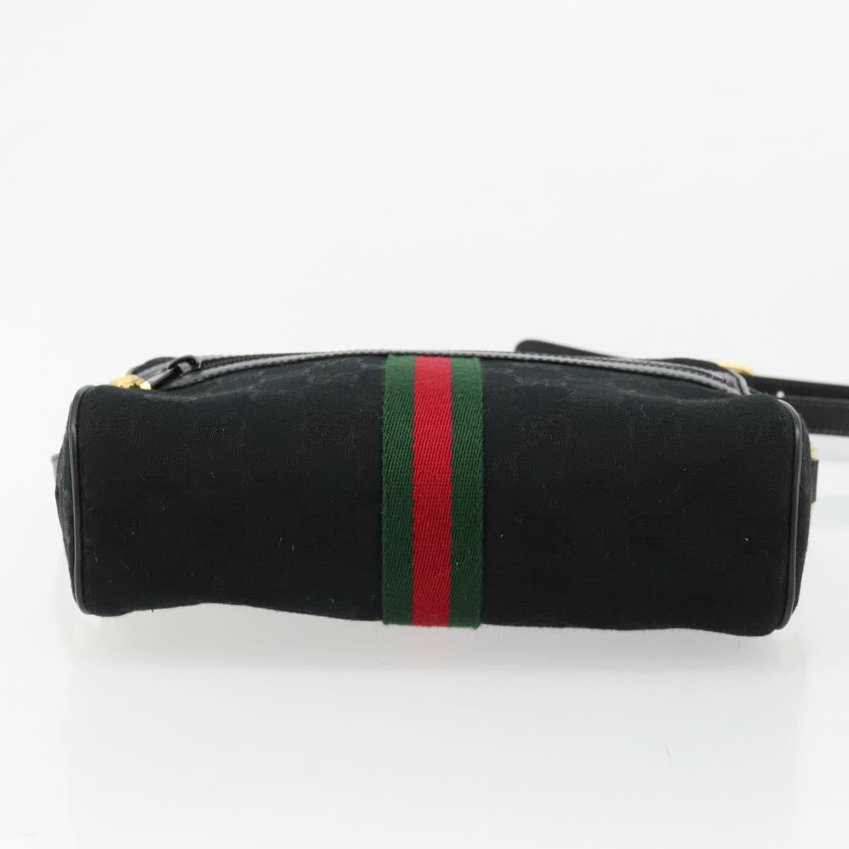 GUCCI GG Canvas Web Sherry Line Shoulder Bag Black Red Green Auth 178590A