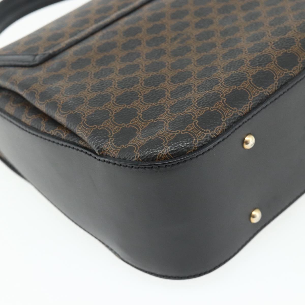 CELINE Macadam Canvas Hand Bag PVC Leather Black Gold Auth 178597A