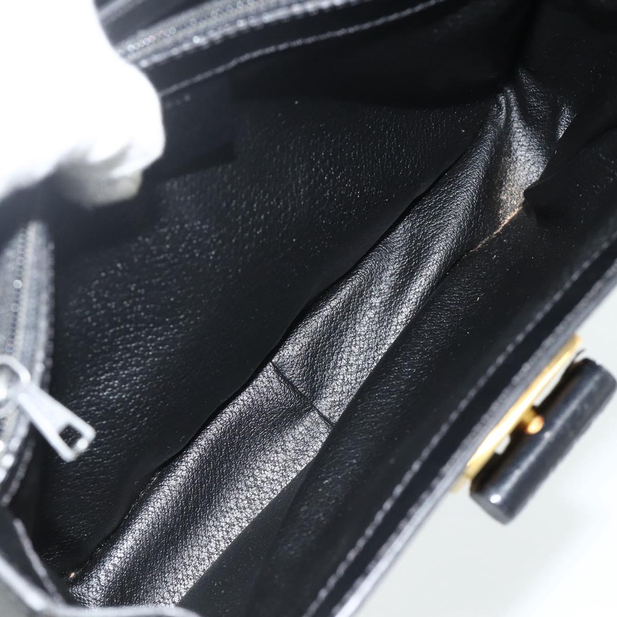 CELINE Macadam Canvas Hand Bag PVC Leather Black Gold Auth 178597A