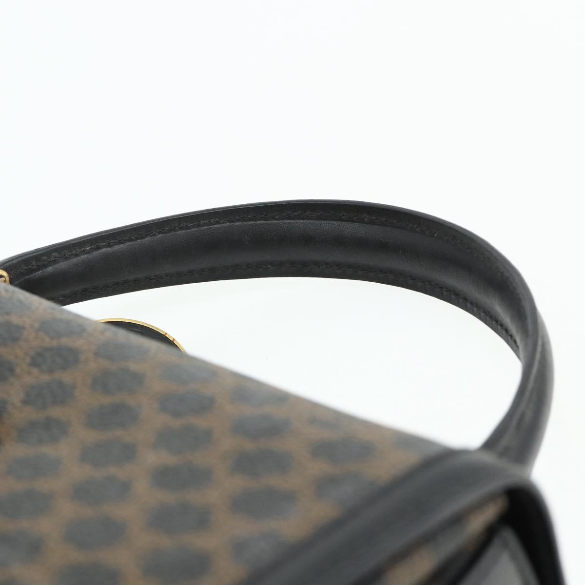 CELINE Macadam Canvas Hand Bag PVC Leather Black Gold Auth 178597A