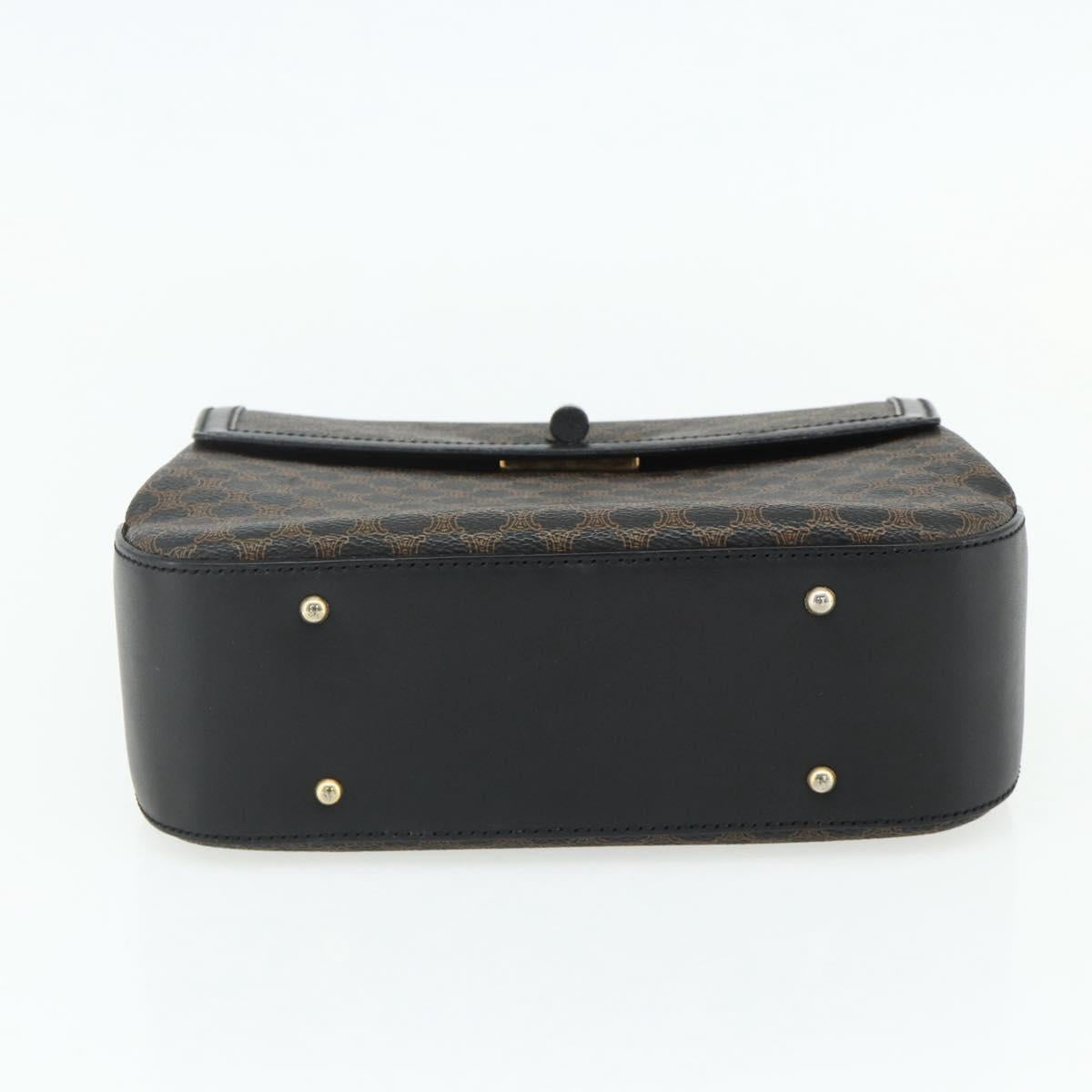CELINE Macadam Canvas Hand Bag PVC Leather Black Gold Auth 178597A