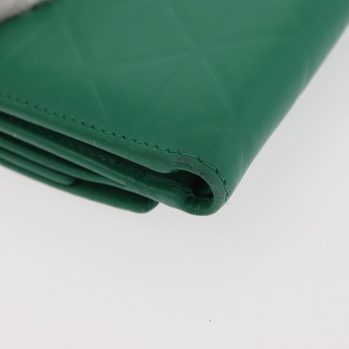 PRADA Wallet Leather Gold Green Auth 178603V