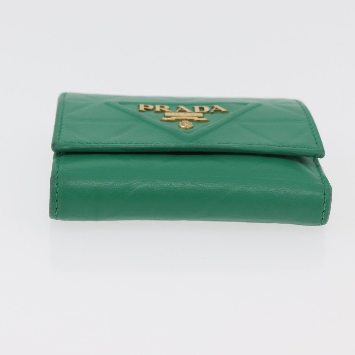 PRADA Wallet Leather Gold Green Auth 178603V