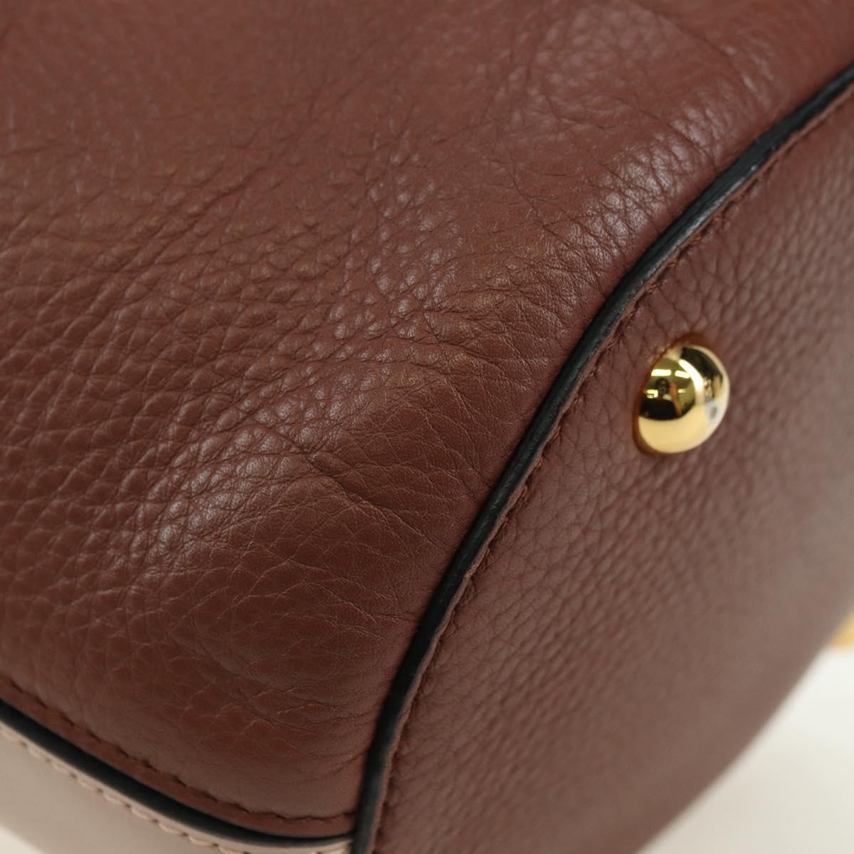 MARNI Panniers Hand Bag Leather 2way Beige Gold Auth 178605V