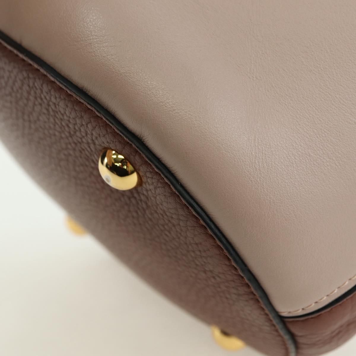 MARNI Panniers Hand Bag Leather 2way Beige Gold Auth 178605V