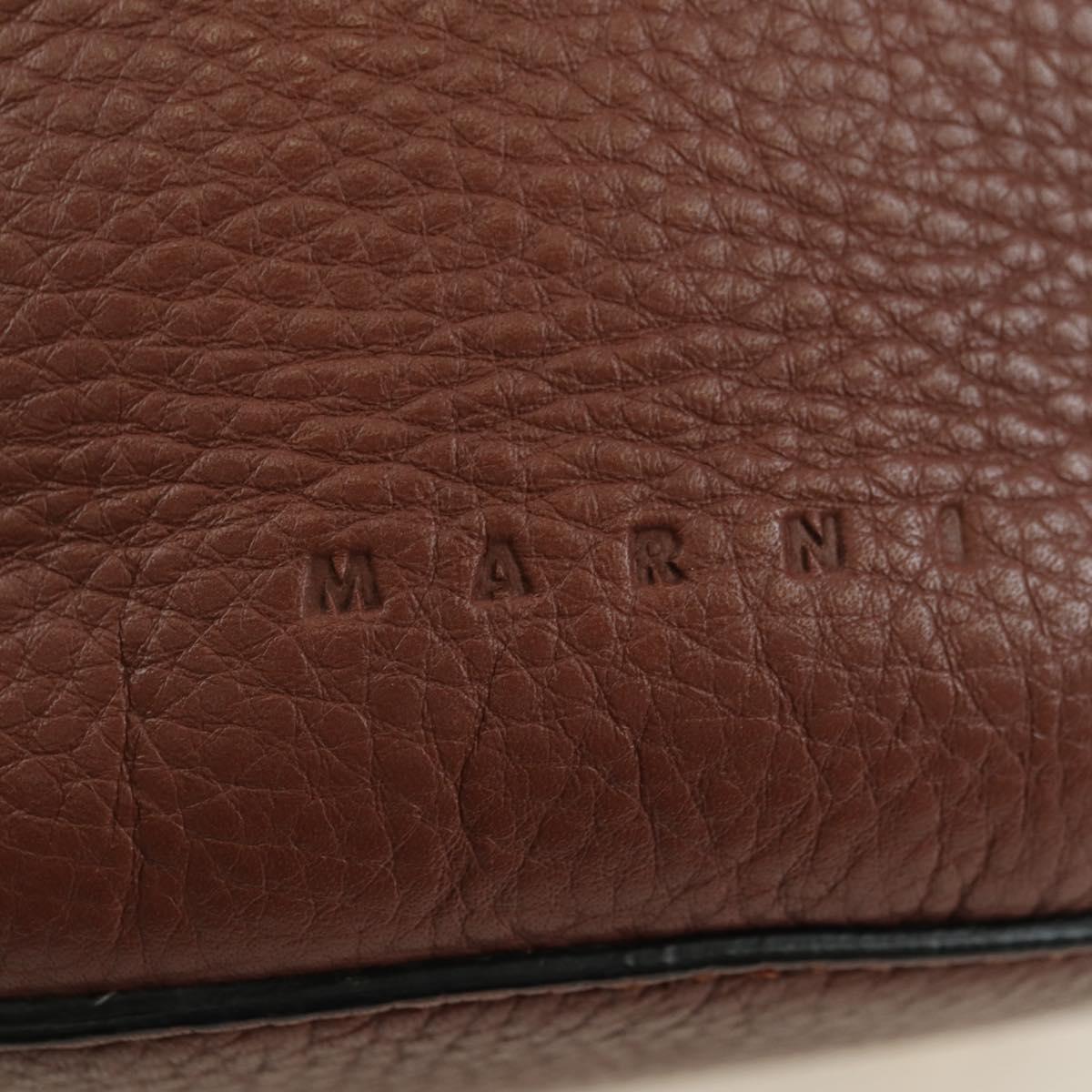 MARNI Panniers Hand Bag Leather 2way Beige Gold Auth 178605V