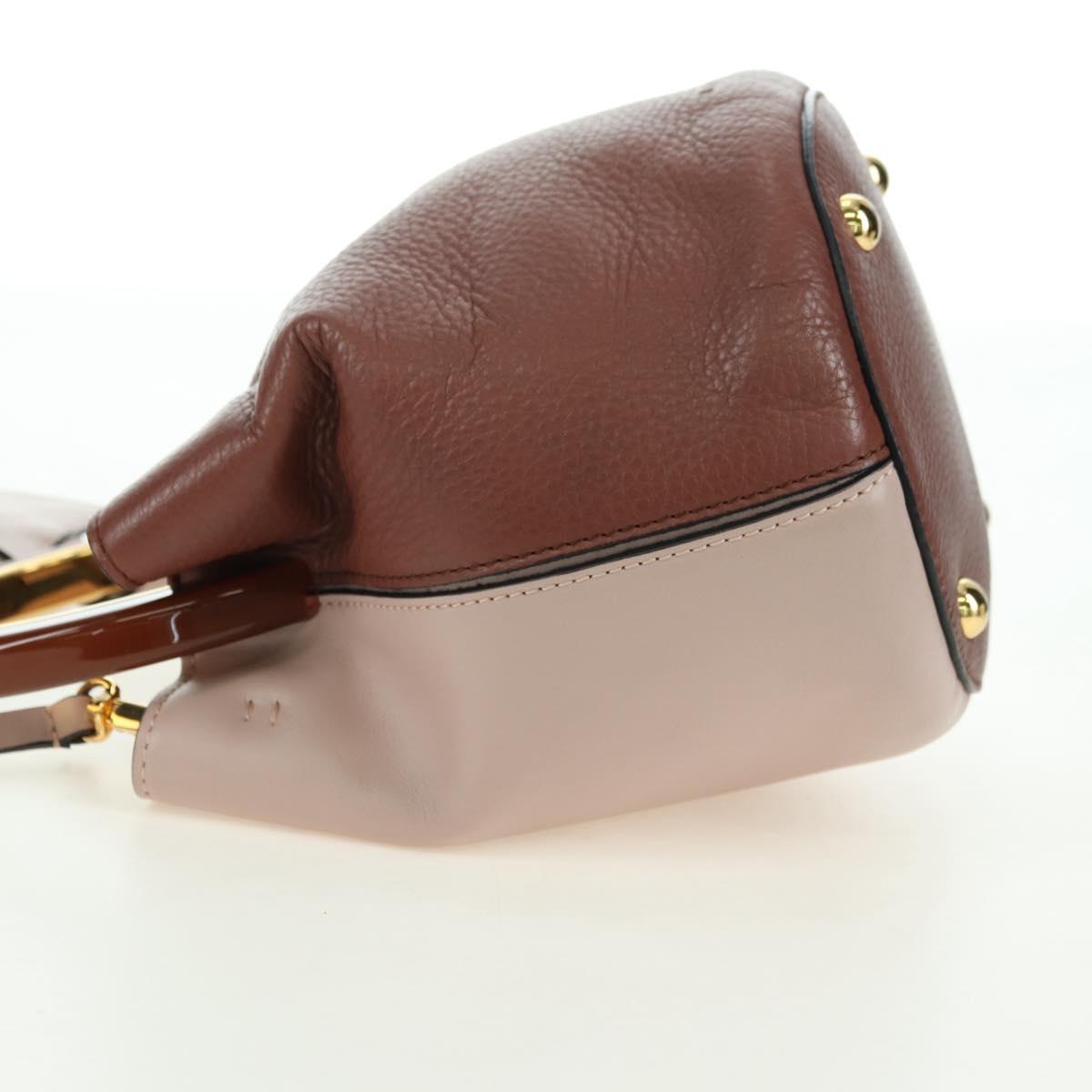 MARNI Panniers Hand Bag Leather 2way Beige Gold Auth 178605V