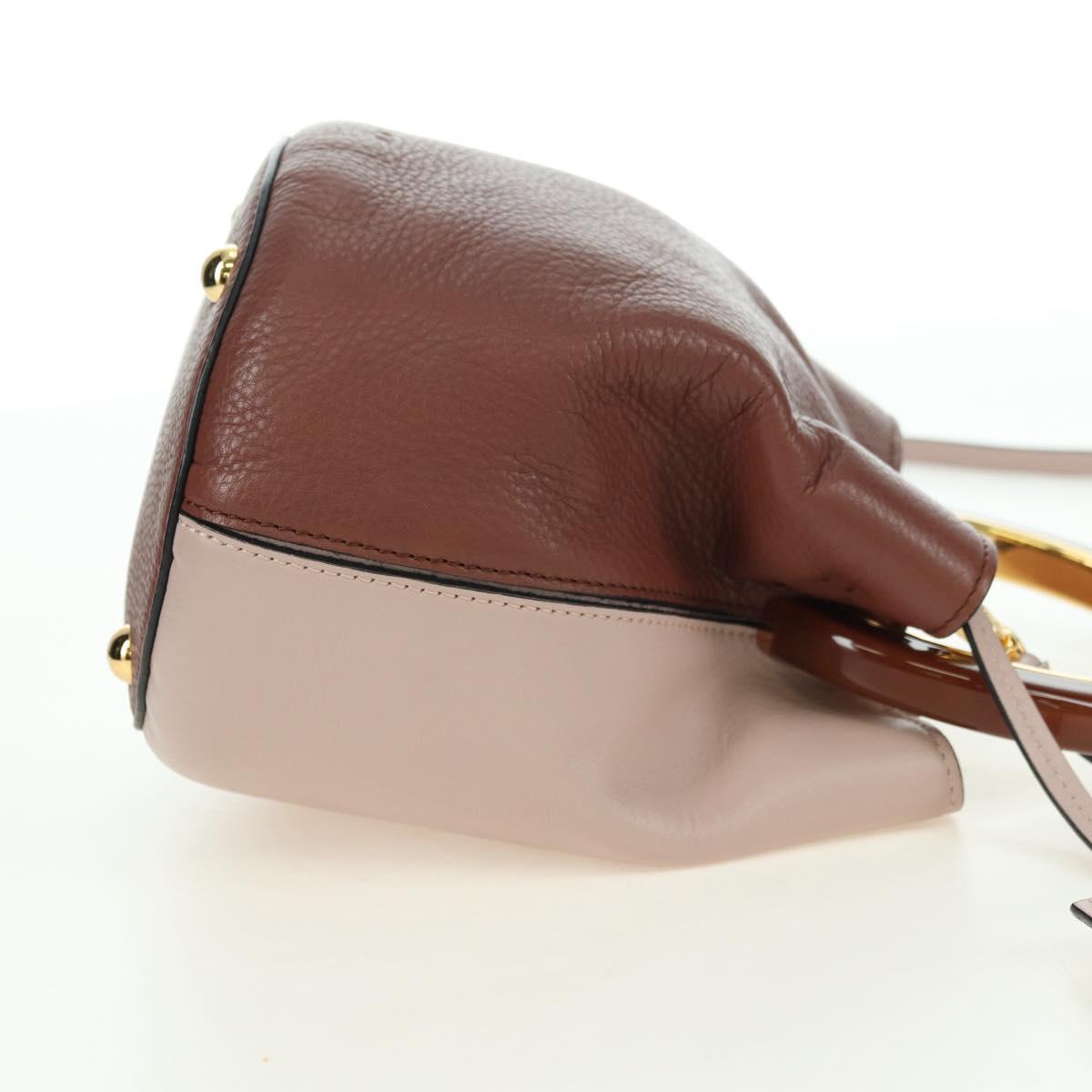 MARNI Panniers Hand Bag Leather 2way Beige Gold Auth 178605V