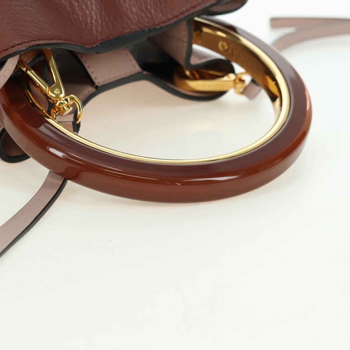 MARNI Panniers Hand Bag Leather 2way Beige Gold Auth 178605V