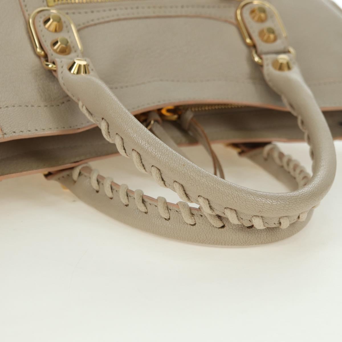 BALENCIAGA Classic Metal Edge City Bag Leather 2way Beige 432831 Auth 178610SAM