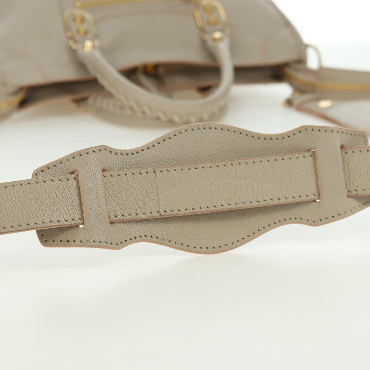 BALENCIAGA Classic Metal Edge City Bag Leather 2way Beige 432831 Auth 178610SAM