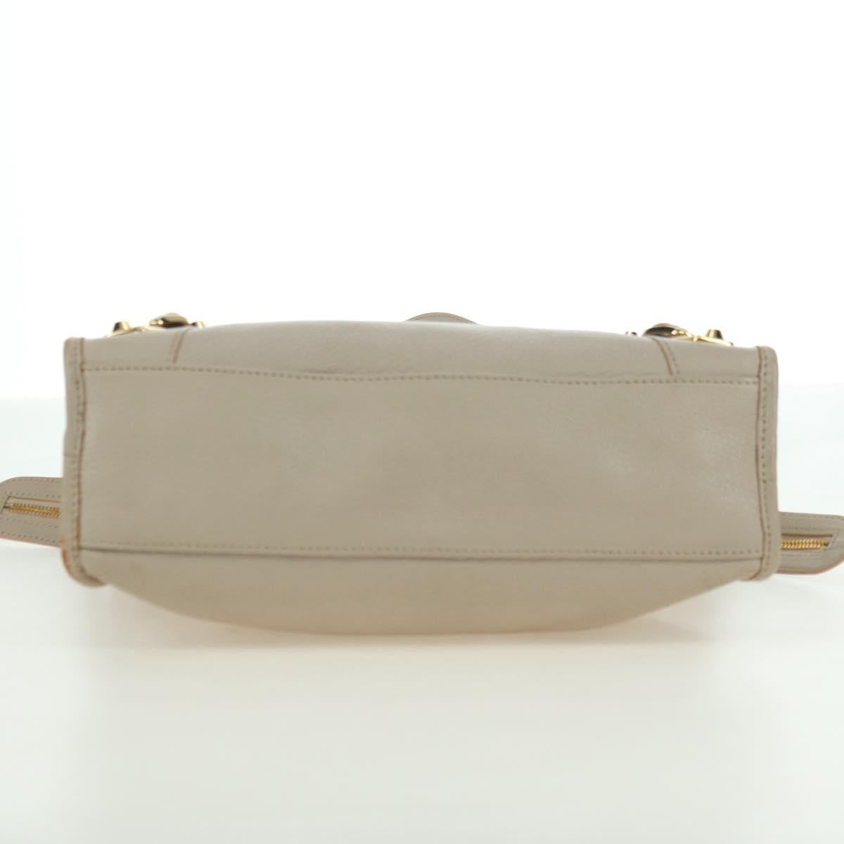 BALENCIAGA Classic Metal Edge City Bag Leather 2way Beige 432831 Auth 178610SAM
