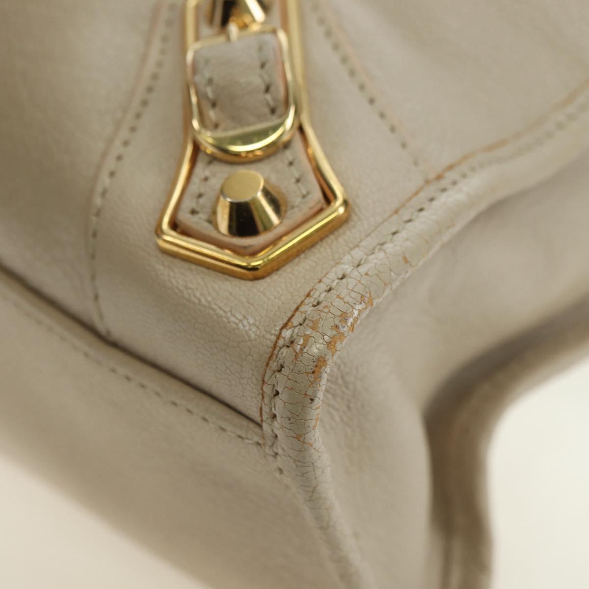 BALENCIAGA Classic Metal Edge City Bag Leather 2way Beige 432831 Auth 178610SAM