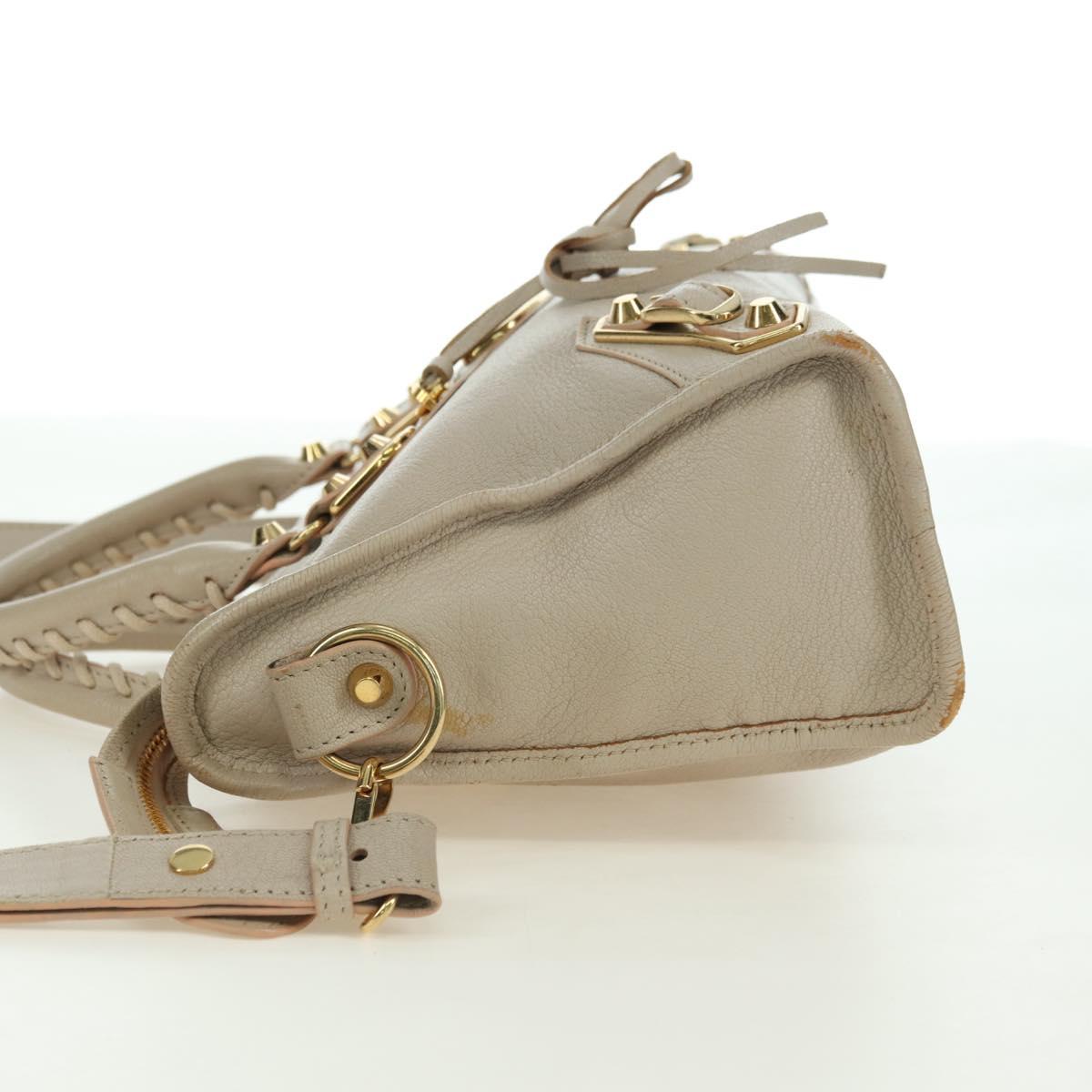 BALENCIAGA Classic Metal Edge City Bag Leather 2way Beige 432831 Auth 178610SAM