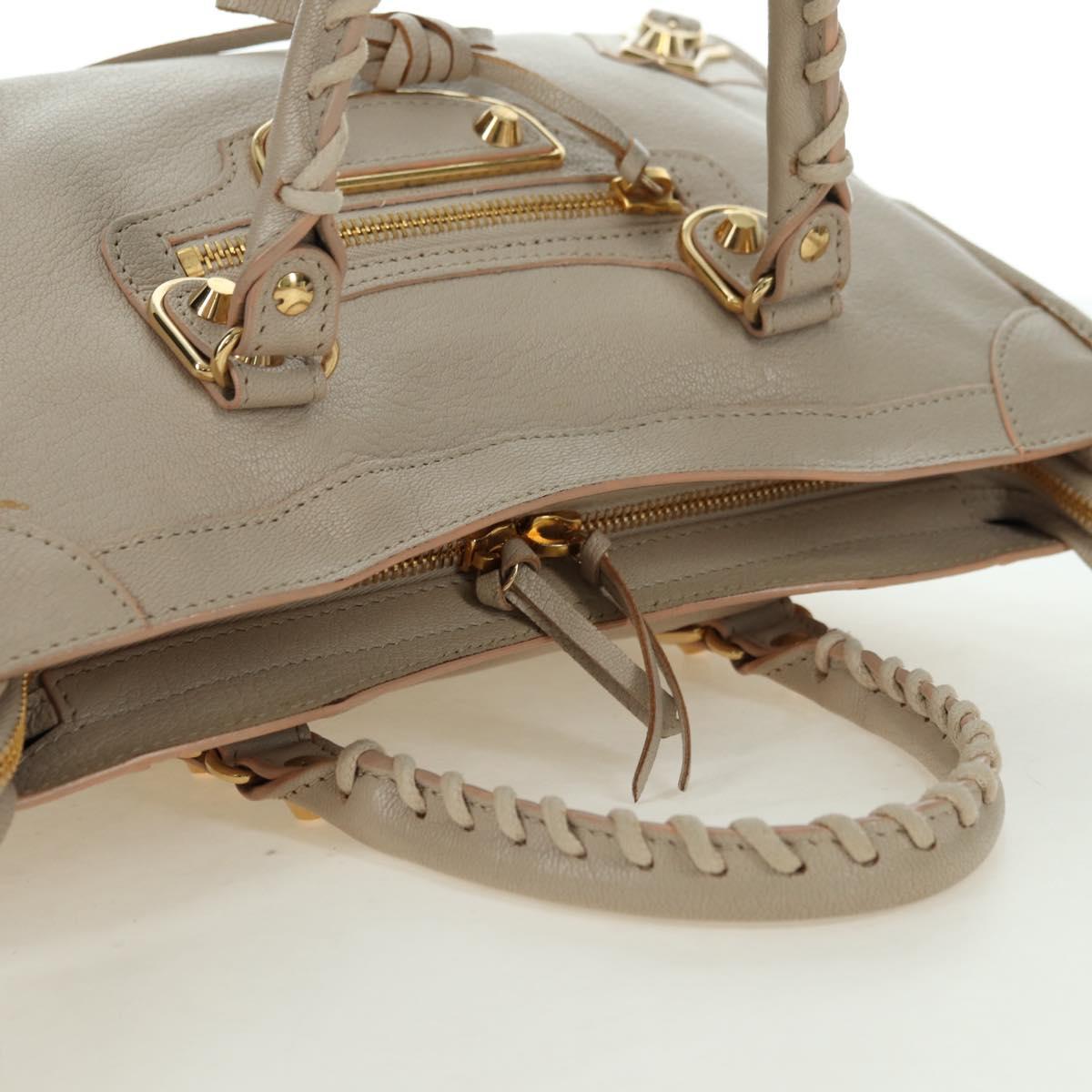 BALENCIAGA Classic Metal Edge City Bag Leather 2way Beige 432831 Auth 178610SAM