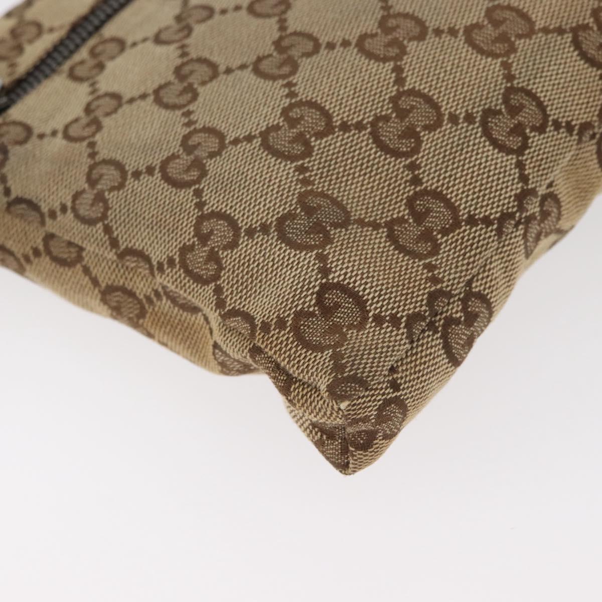 GUCCI GG Canvas Waist Bag Beige Silver 28566 Auth 178628
