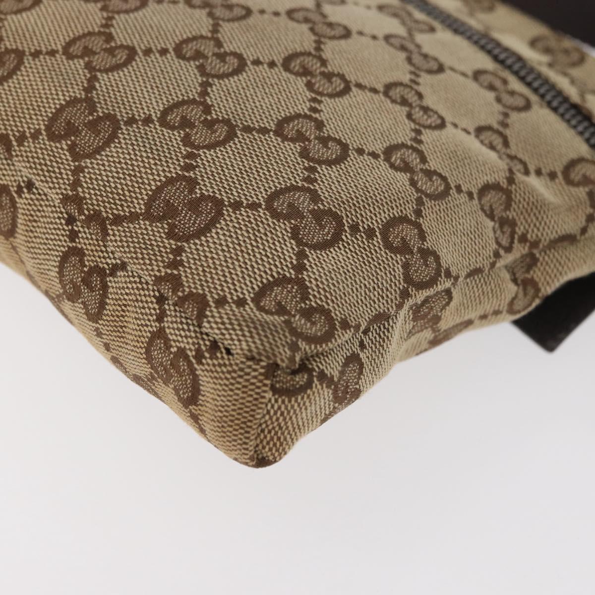 GUCCI GG Canvas Waist Bag Beige Silver 28566 Auth 178628