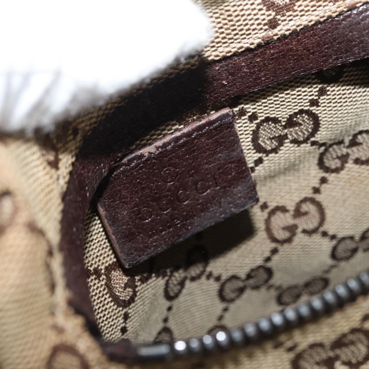 GUCCI GG Canvas Waist Bag Beige Silver 28566 Auth 178628