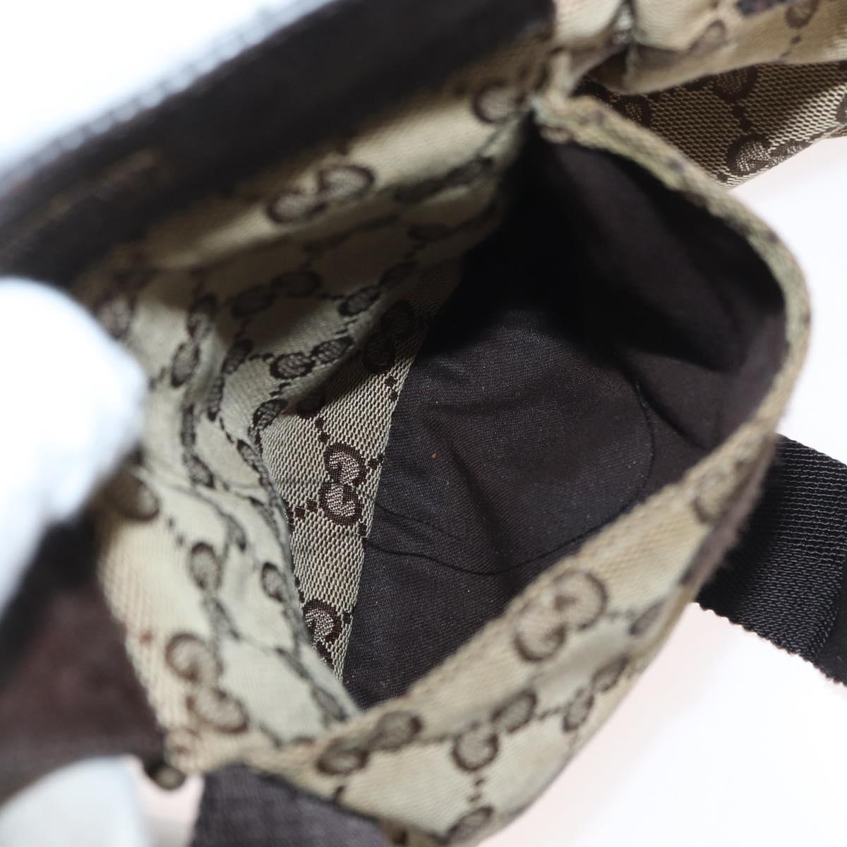 GUCCI GG Canvas Waist Bag Beige Silver 28566 Auth 178628