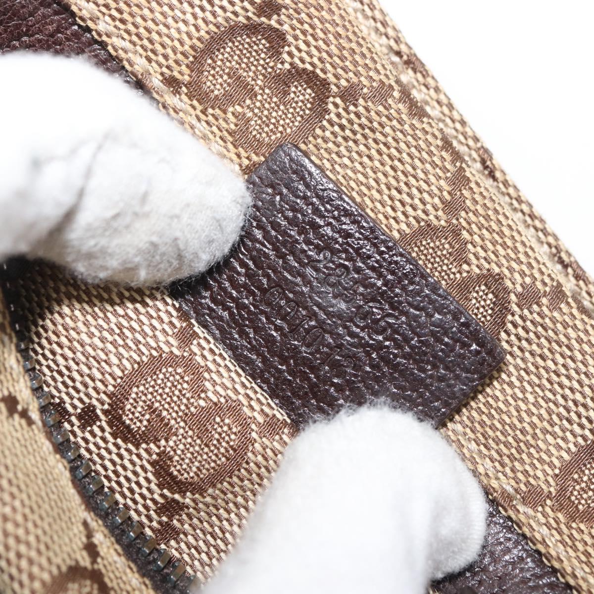 GUCCI GG Canvas Waist Bag Beige Silver 28566 Auth 178628