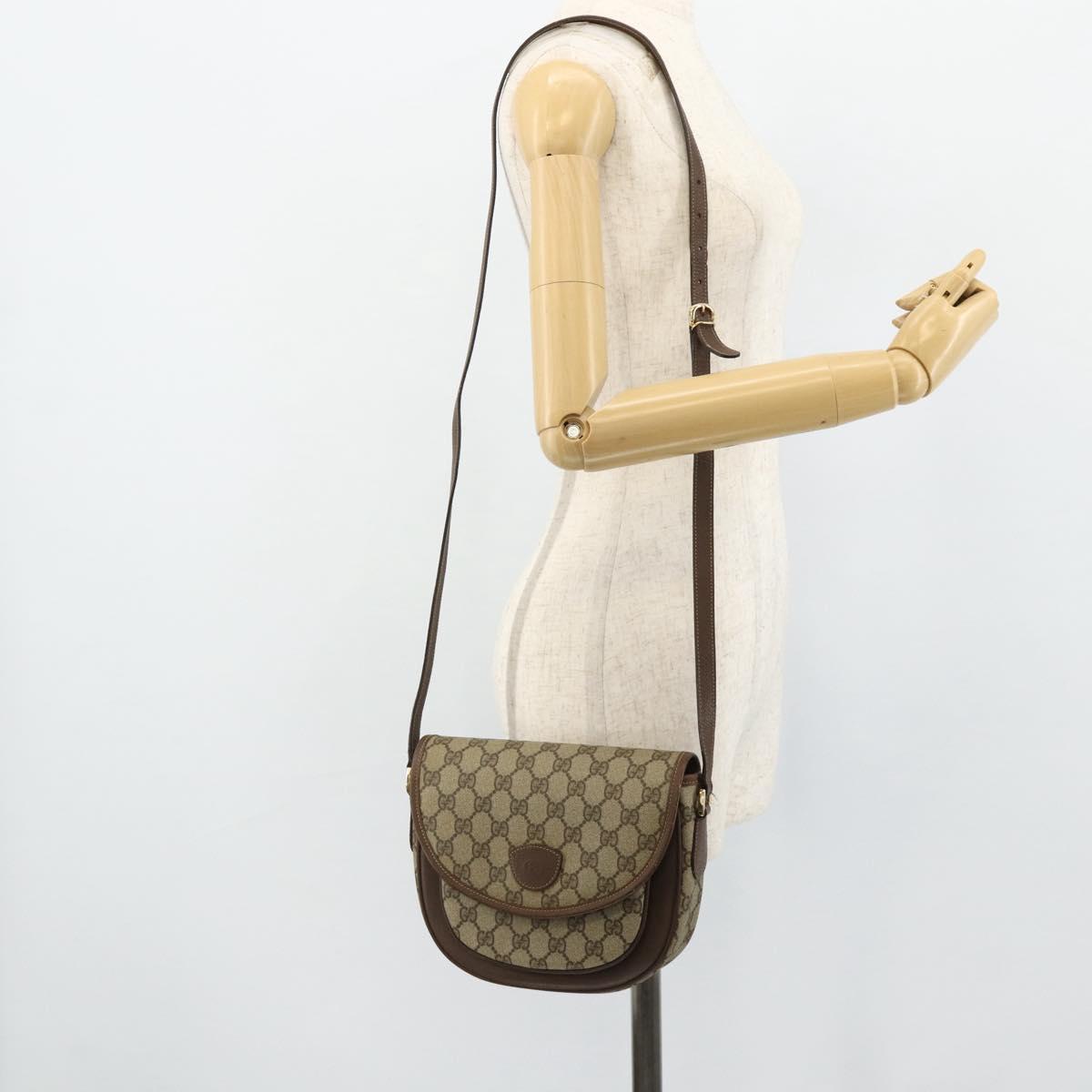 GUCCI GG Supreme Shoulder Bag PVC Beige Gold 001 58 6861 Auth 178629