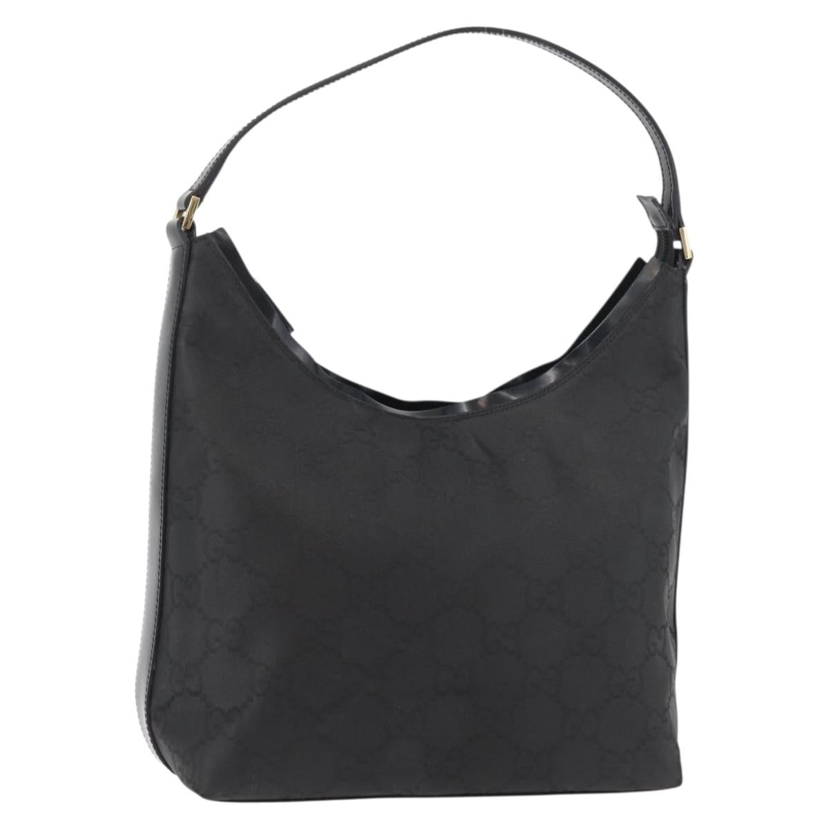 GUCCI GG Canvas Shoulder Bag Nylon Black Gold 000 8602 Auth 178635A