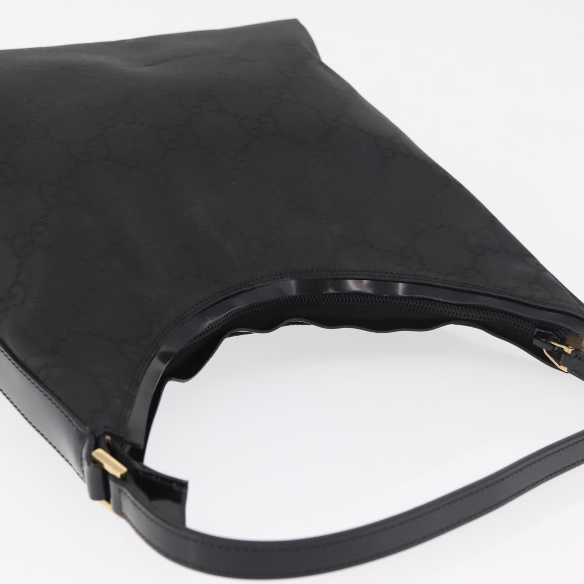 GUCCI GG Canvas Shoulder Bag Nylon Black Gold 000 8602 Auth 178635A